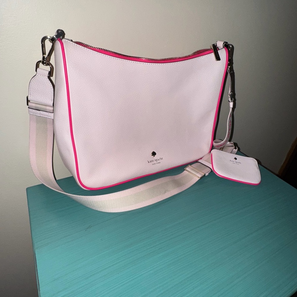 Kate Spade Light Pink Crossbody Bag with Neon Accents